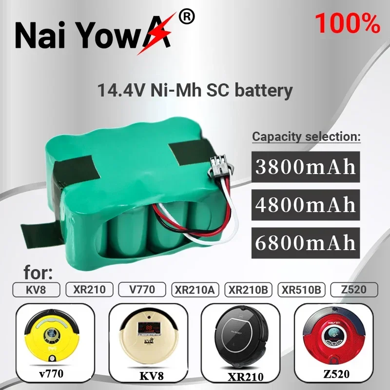 NEW 14.4V Ni-Mh SC battery 6800mAhmAh for KV8 XR210 XR510 XR210A XR210B XR510B XR510C Staubsauger Kehr robots