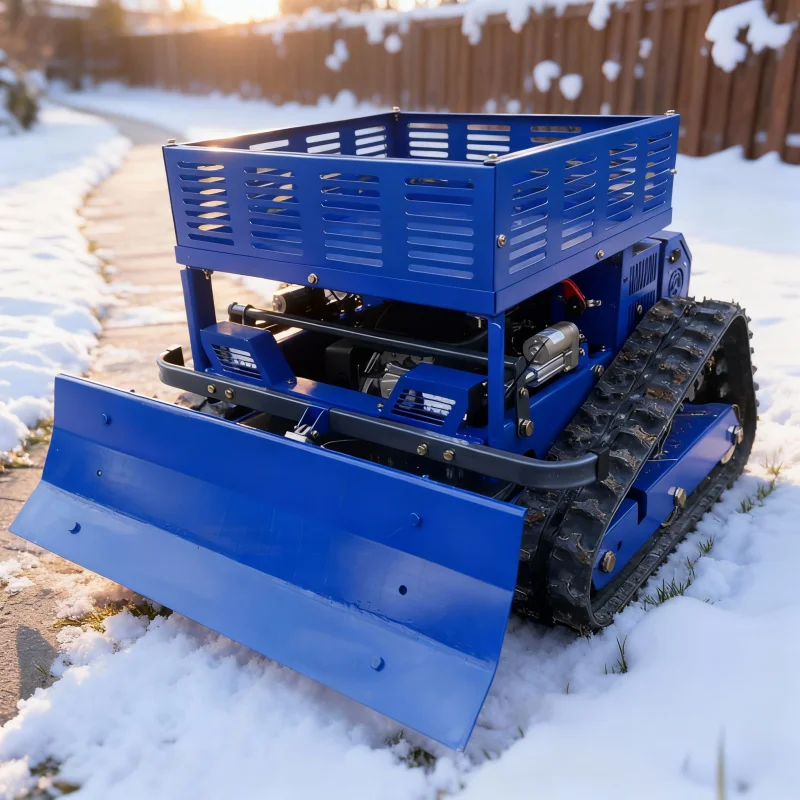 Cortacésped personalizado con pala para nieve y estante de almacenamiento: equipo de jardín con control remoto multifuncional