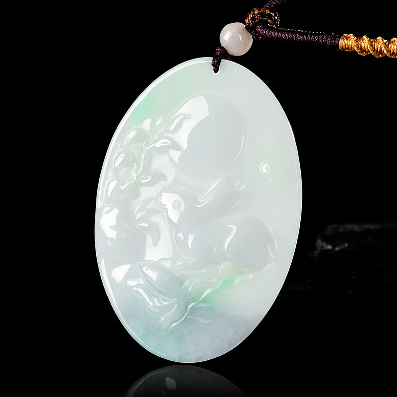 

Myanmar Jadeite Rabbit Pendant Necklace Talismans Jewelry Designer Accessories Gifts for Women Charm Real Jade Vintage Fashion
