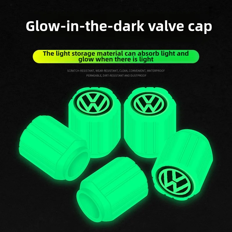 Volkswagen logo fluorescent valve cap fluorescent decorative wheel hub decoration Golf 7 Golf 4 Golf 6 tool accessories car