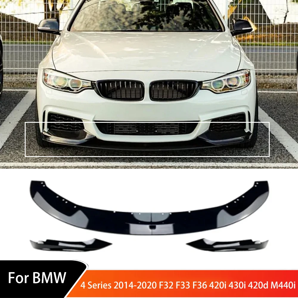 MP Style Front Bumper Lip Spoiler for BMW 4 Series 2014-2020 F32 F33 F36 420i 430i 420d M440i Splitter Diffuser Bumper Surround