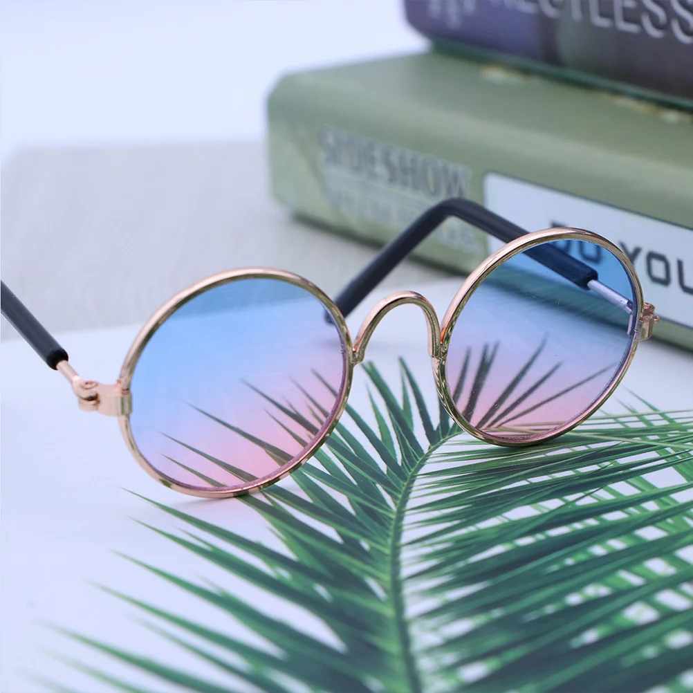 

2Pcs Pet Sunglasses Stylish Metal Frame for Cats Small Dogs Comfortable Fit Trendy Look Blue Green Tinted Lenses Photo Shoot