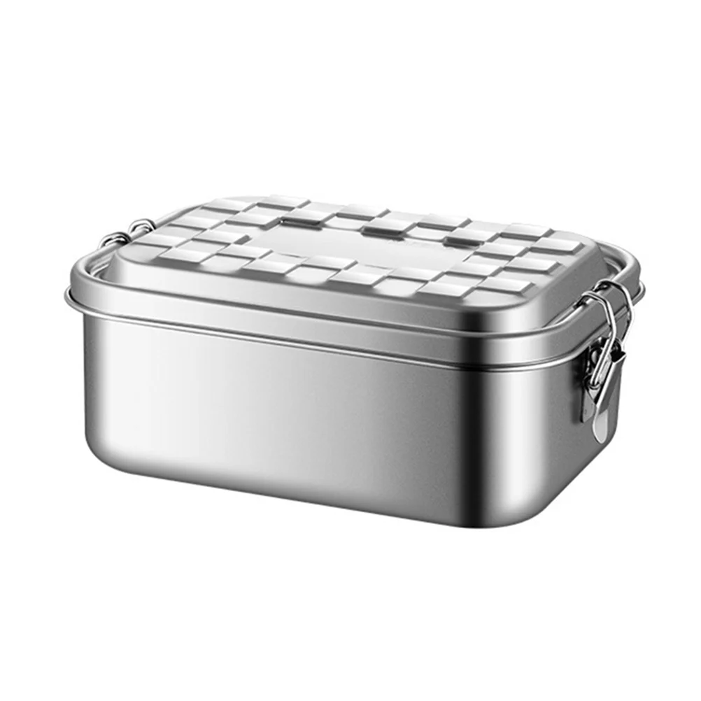 

304 Stainless Steel Lunch Box Portable Food Container Rectangle Metal Household Picnic Storage Small Size Practical