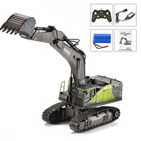 Huina 1593 1:14 RC Excavator 22CH Rotation Alloy Green RC Remote Control Truck Toys Double Track  Engineering Vehicle