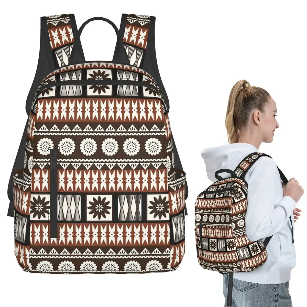 

Fijian Masi - Tapa Backpack Student Boys Girls BookBag Children School Bag Computer Shoulder Bags for Men Women