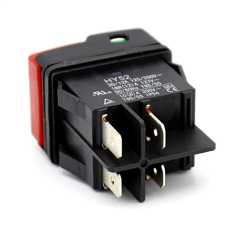 ABDJ-6X مفاتيح الضغط الكهربائية الصناعية، زر الضغط HY52 لمفتاح الجهاز الميكانيكي 4 دبابيس مع الضوء 125/250 فولت