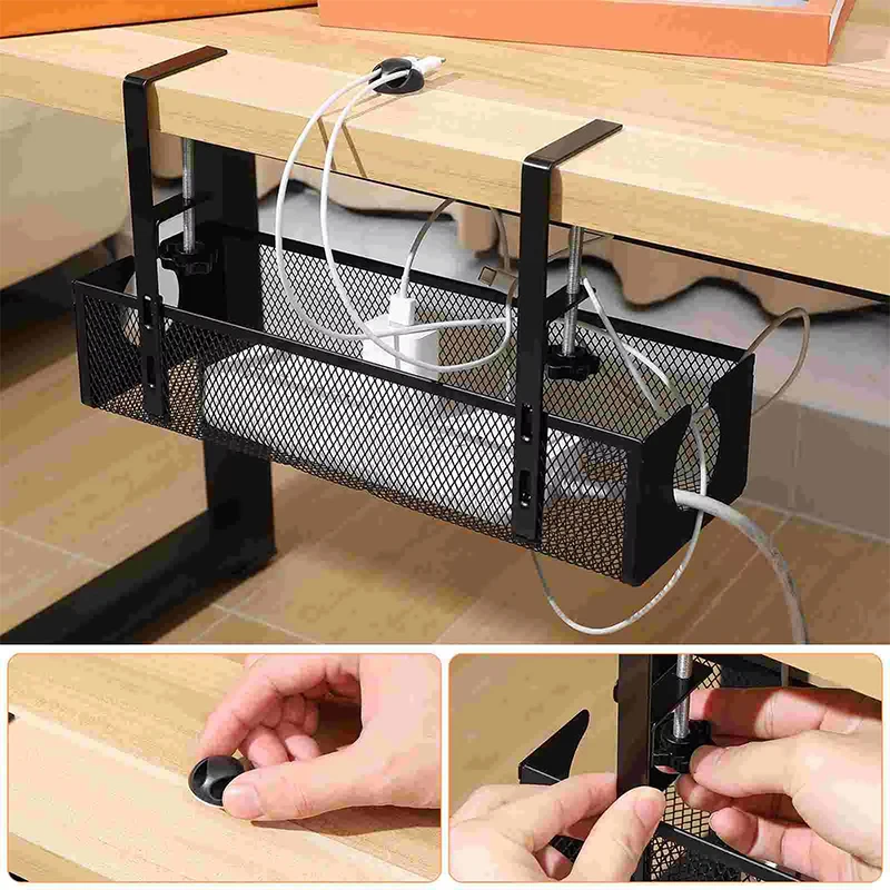 

Under Desk Wire Management Box Clamp Mount Under Table Cord Management Organizer No Damage To The Desk