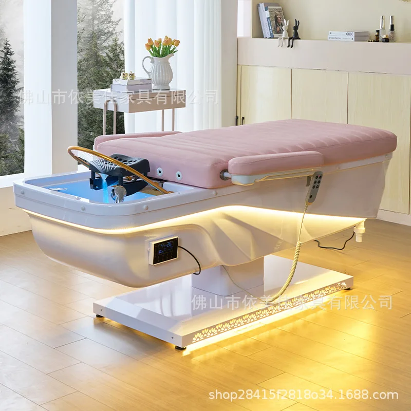 Electric lift shampoo bed with foot therapy water circulation water heater fumigation Tuoke bedside multi-functional constant