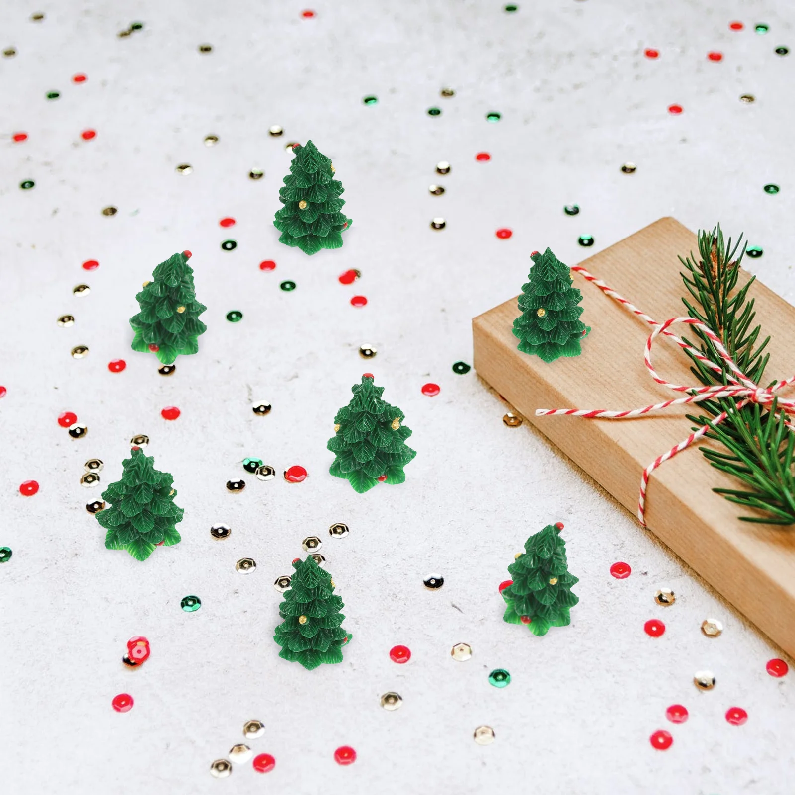 

20pcs Christmas Tree Accessories Resin Decorative Parts DIY Craft Projects Phone Case Headdress Mini Xmas Trees Jewelry Making
