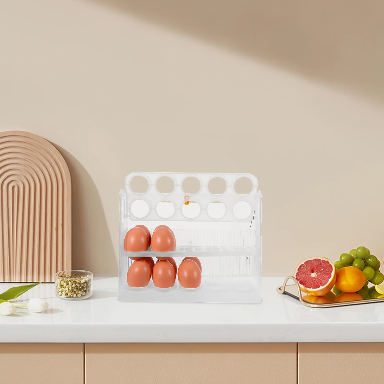

Clear Plastic 30-Egg Organizer Flip Design Space-Saving Fridge Side Door Storage Box Kitchen Egg Holder Refrigerator Egg Storage