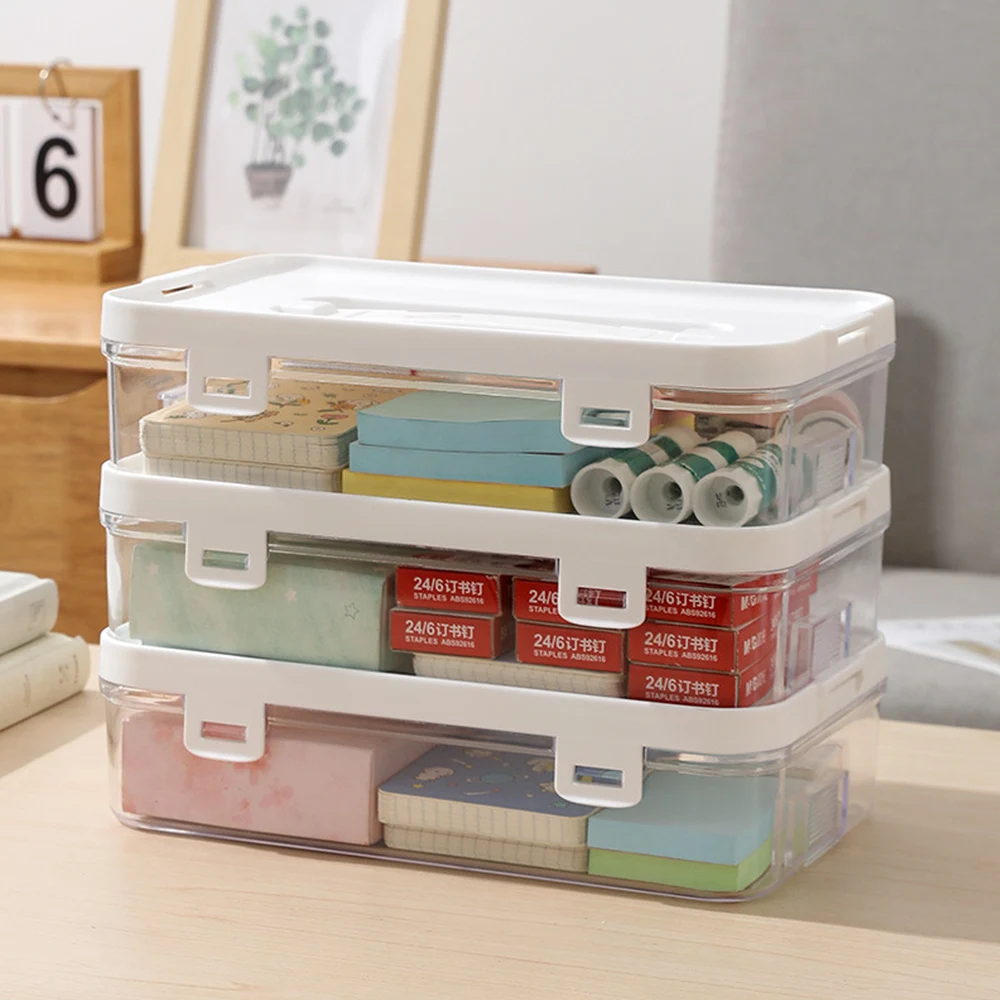 Plastic Storage Box Transparent Flip-top Dust-proof Organization Box Multi-functional Sundry Storage Box Display Container