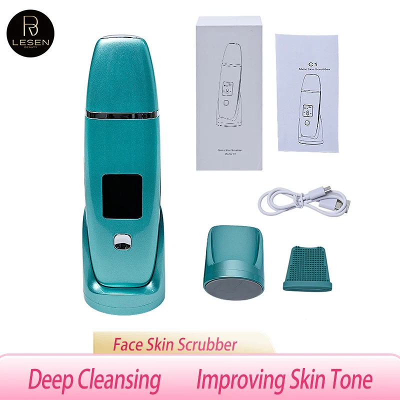 

LESEN Ultrasonic Skin Scrubber Face Spatula Blackhead Remover Pore Cleaner Face Lift Devices Deep Cleaning Peeling USB PLUG