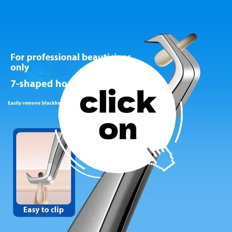 ملاقط حب الشباب والرؤوس السوداء، مشبك خطاف على شكل 7، أدوات تجميل الوجه لإزالة حب الشباب للعناية بالبشرة