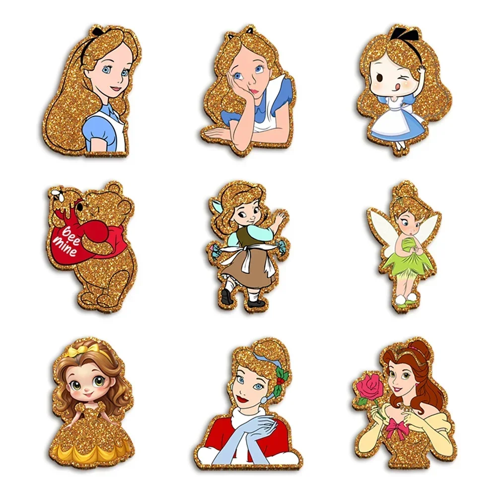 Disney Hercegnő Arany Tagbaszakadt Brillíroz Sima Fagyanta akril flatback számára DIY telefon esetben haja Meghajlás kézműves Adomány accessor keychain