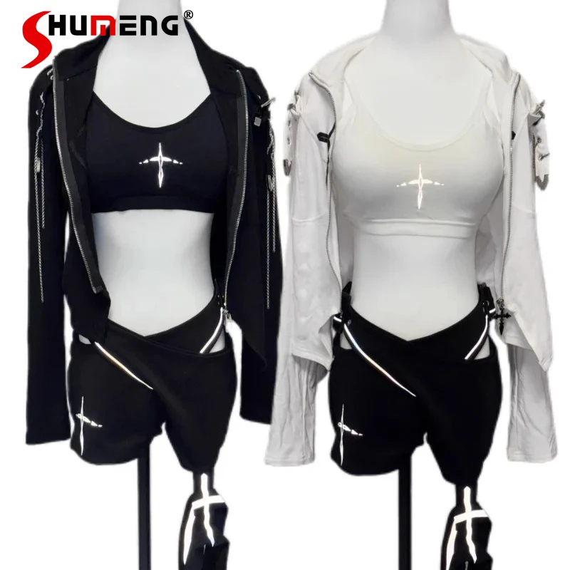 

Japanese Reflective Subculture Functional Style Vintage Short Pants Soft Girl Strap Waist Autmn Slim Fit Skinny Shorts Female