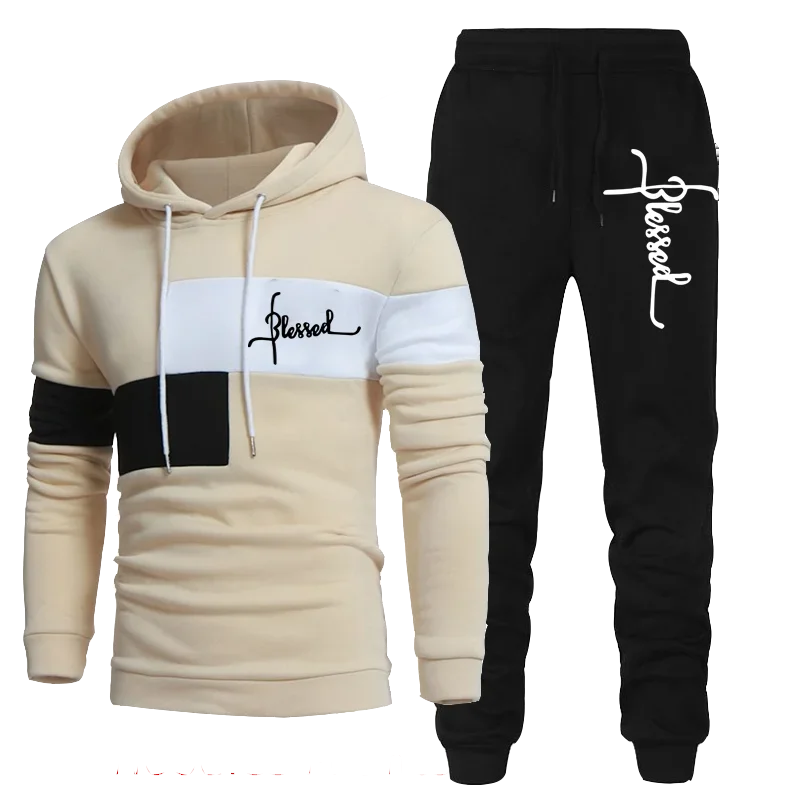 Chándal de moda para hombre, Conjunto de sudadera con capucha y pantalones de chándal, ropa de talla grande, otoño e invierno, 2 piezas