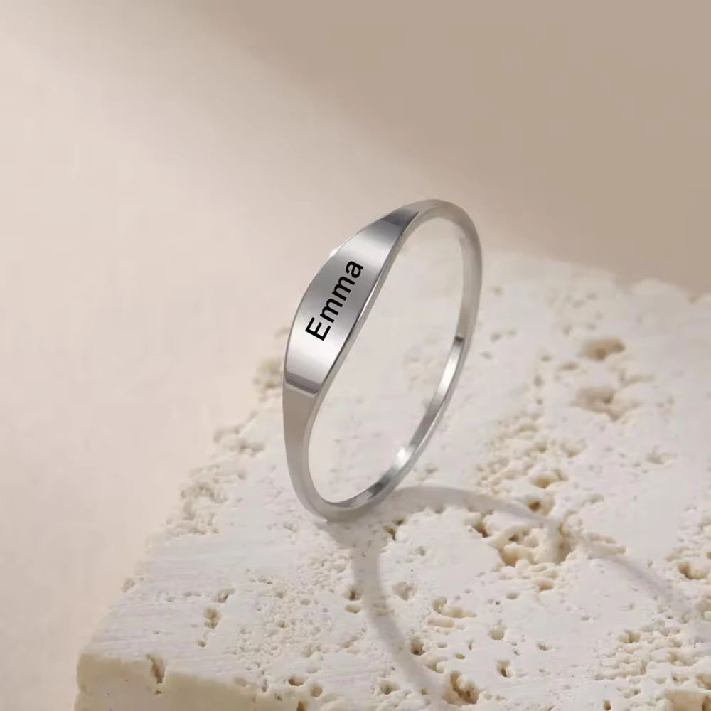 Sipuris personalisierte Ringe mit Gravur von Namen und Datum, Damenring aus Edelstahl, personalisierter Ring mit individuellem Symbol, Datum und Nummer, Schmuck, Hochzeitsgeschenk – Detail 6