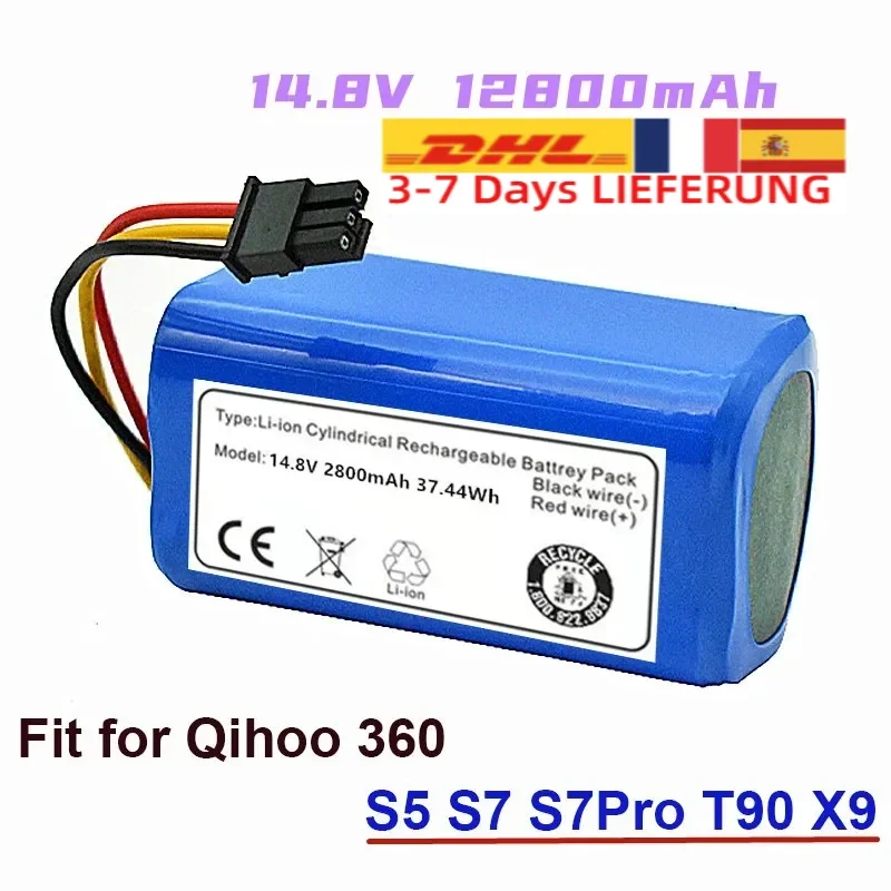 14.8v 12800mah Robot Vacuum Cleaner Battery Pack  for Qihoo 360 S5 S7 S7Pro T90 X9 Robotic Vacuum Cleaner Replacement Batteries