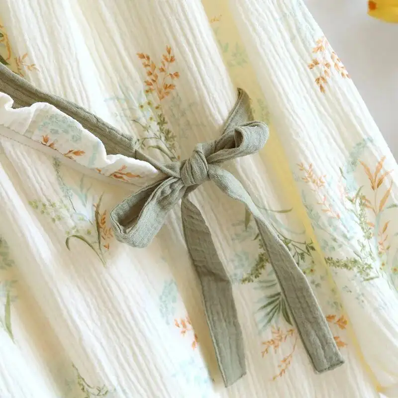 الربيع والخريف القطن قمصان النوم النسائية طويلة الأكمام كيمونو الجلباب ملابس خاصة رقيقة يوكاتا عرق البخار الملابس #5