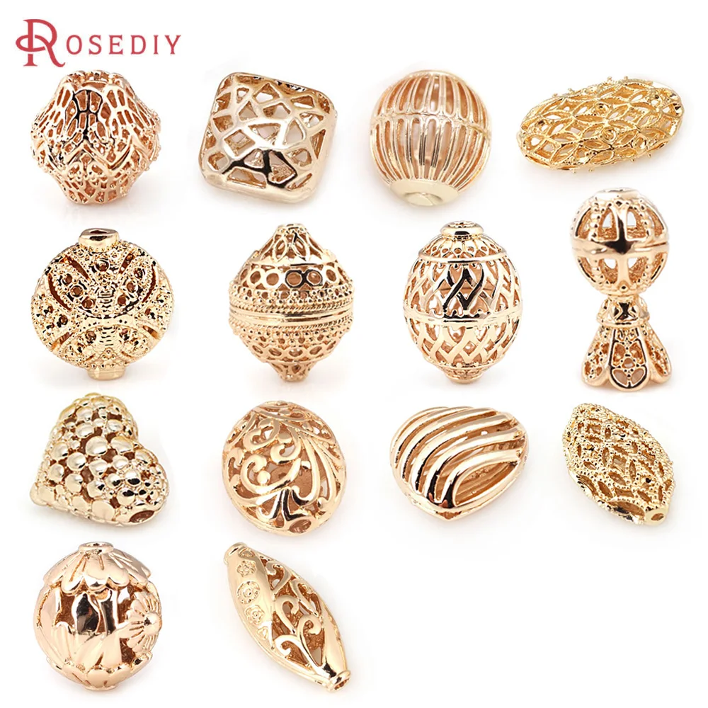 

18K Gold Color Brass Hollow Beads with Tassel Caps Necklace Connector High Quality Jewelry Making Supplies Necklace Earrings