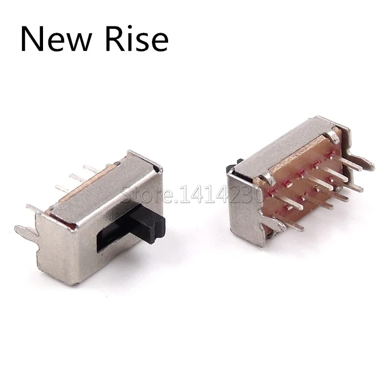 10PCS SS23D07 8 PINS 3 Position 2P3T Toggle Switch Double Vertical Sliding Switch Handle Length:3MM/4MM/5MM Bracket