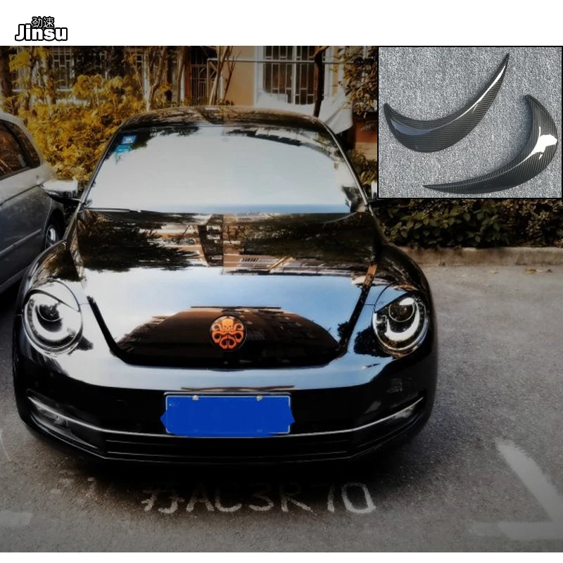 Sport Style Carbon Fiber Headlight Covers Eyebrows For VW Beetle 2012 - 2018 Car Front Light Lamp Eyelids Decorative Stickers