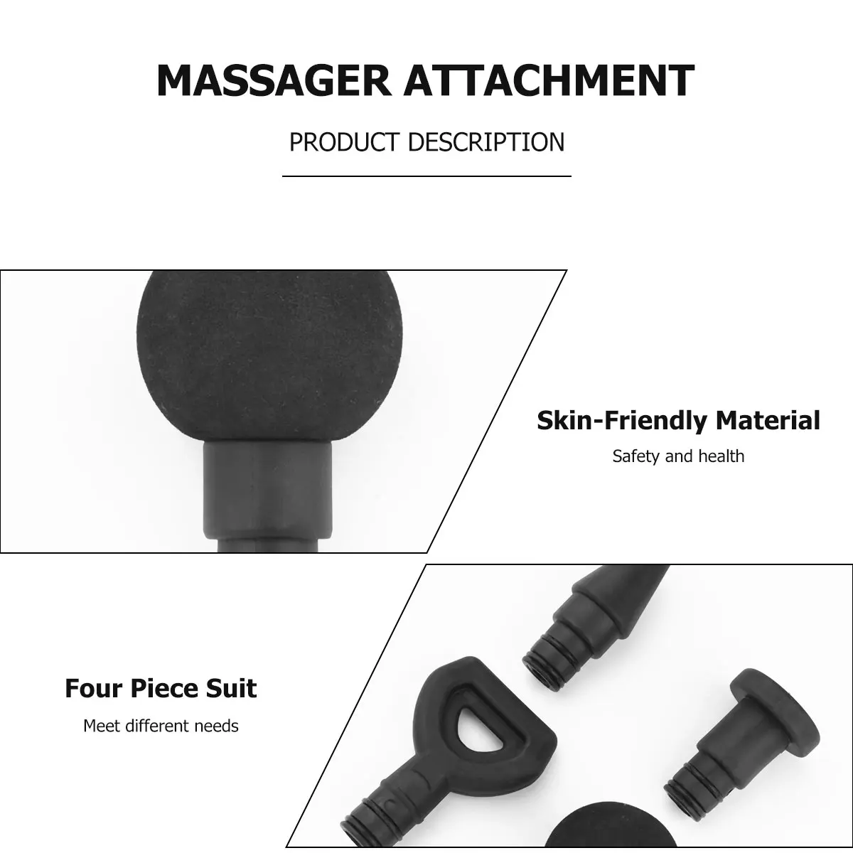 

4pcs Massage Head Attachment Percussion Massager Tips Adapter Plastic Replacement for Muscle Relaxation Neck Waist Arm Sore