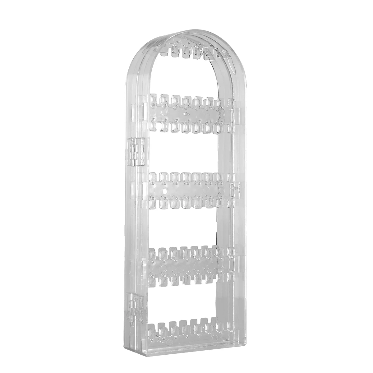 

Foldable 120-Hole Plastic Jewelry Organizer Stand Transparent Display Rack For Necklaces Bracelets Rings Storage Easy Close Door