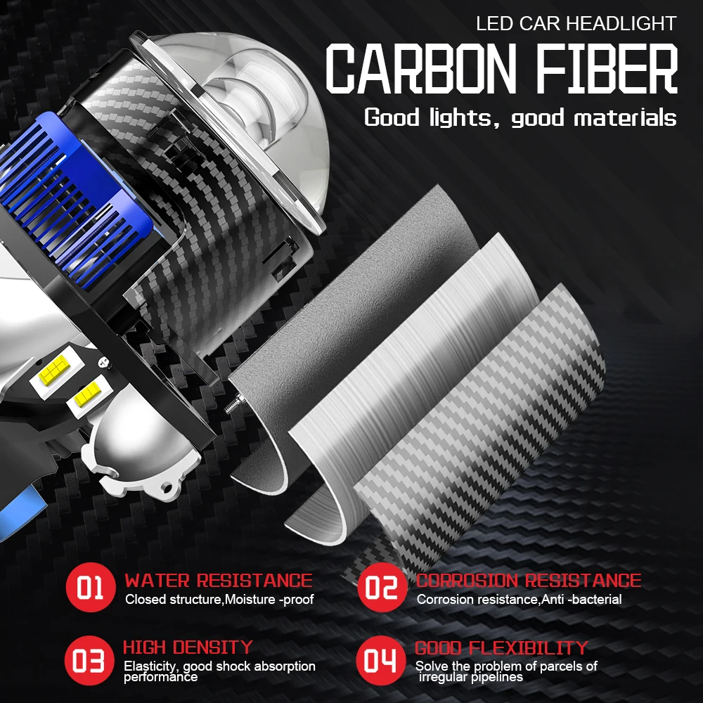 3 بوصة ثنائية جهاز عرض (بروجكتور) ليد العدسات لمبة الضباب الخفيف شعاع منخفض وعالي شعاع الليزر شعاع 800000LM LED المصباح ترقية سيارة التحديثية العالمي #4