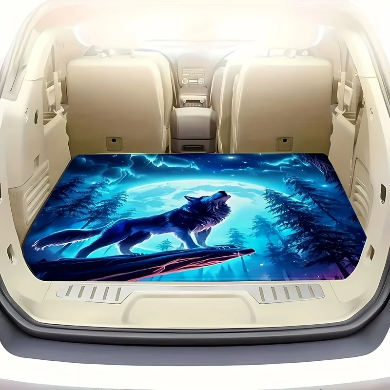 One Item, Featuring A Magic Wolf Design, Made Of Printed Polyester Fiber For A Car Trunk Mat - Resistant To Dust, Long-Lasting,