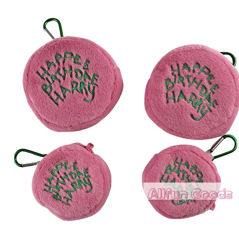 Pink Mini Round Small Makeup Bag Coin Purse Earphone Cord Storage Bag Cute Plush Cake Bag Portable Purse Coin Pouch Storage Bag