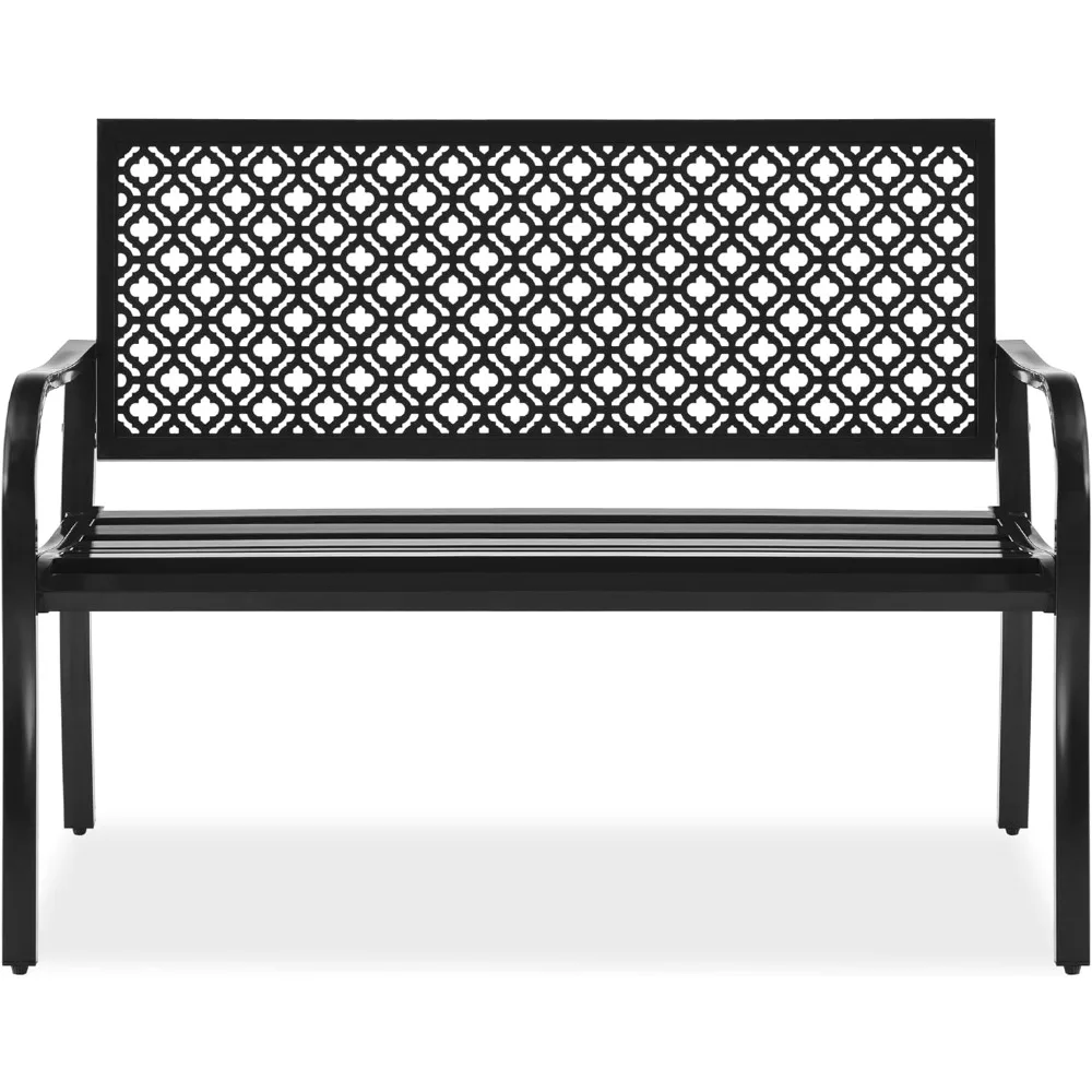 Banc d'extérieur en acier métallique, meubles pour jardin, porche, entrée géométrique, 2 hypothèques