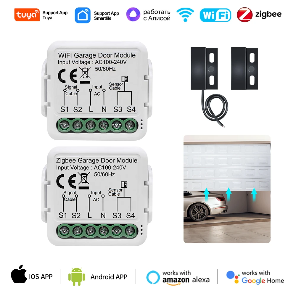 

Zigbee/WiFi Tuya контроллер открывания гаражных ворот умный переключатель гаражных ворот модуль автоматизации Smart Life голосовое управление Google Home