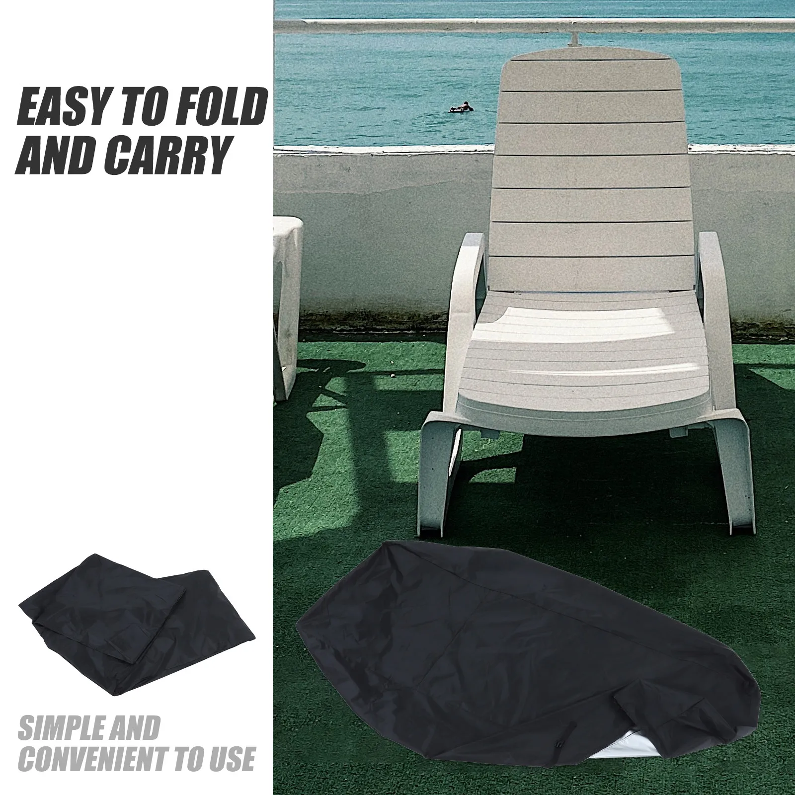 Outdoor Sunlounger Cover Oxford Fabric Patio Chair Cover Protective Recliner Slipcover Waterproof Dustproof for Garden Yard - view 6
