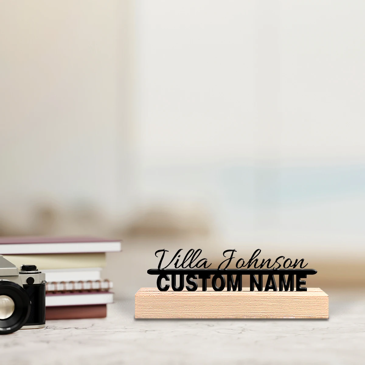 1pc Beauty Personalized Custom Villa johnson Metal art wooden base decoration Suitable for office and desktop decoration gifts