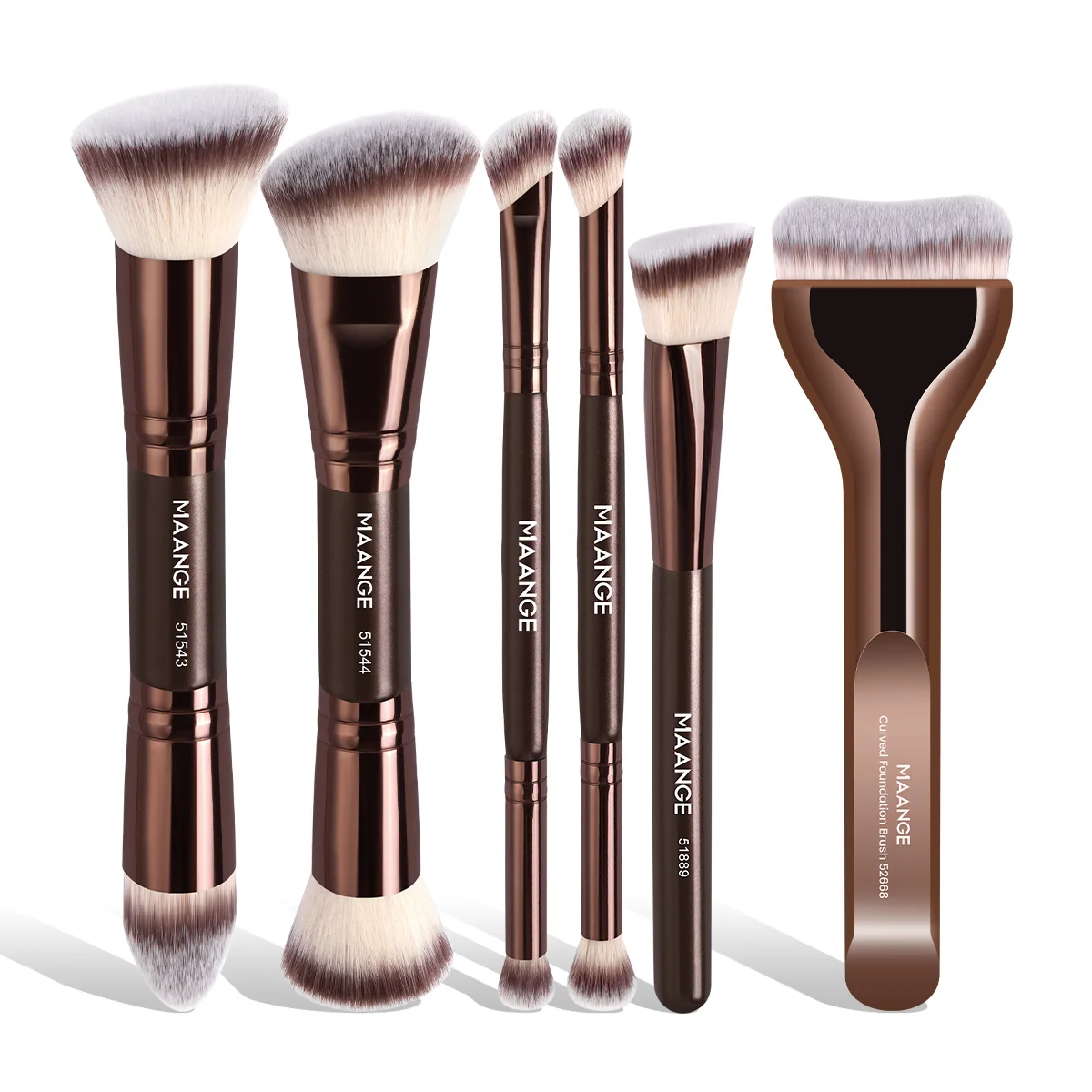 Kit de Brochas de Maquillaje MAANGE, 6 Brochas para Bases, Correctores, Difuminar, Crema Líquida, Polvo Impecable, Brocha de Maquillaje Kabuki