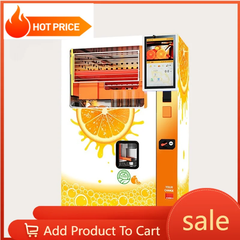 Freestanding Fresh Orange Juice Vending Machine 22 Inch Touch Screen Supports Cash Card Coin Payment