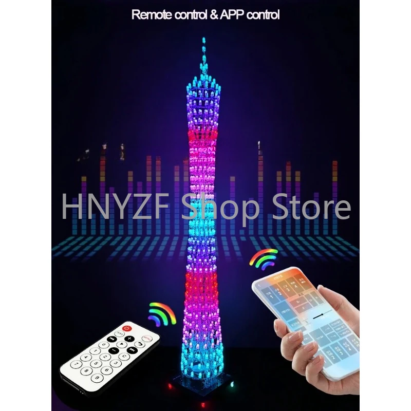 DIY Electronic Welding Kit, 32 Layer RGB Cube Light, Guangzhou Tower, Microcontroller, Bluetooth Music Application Control