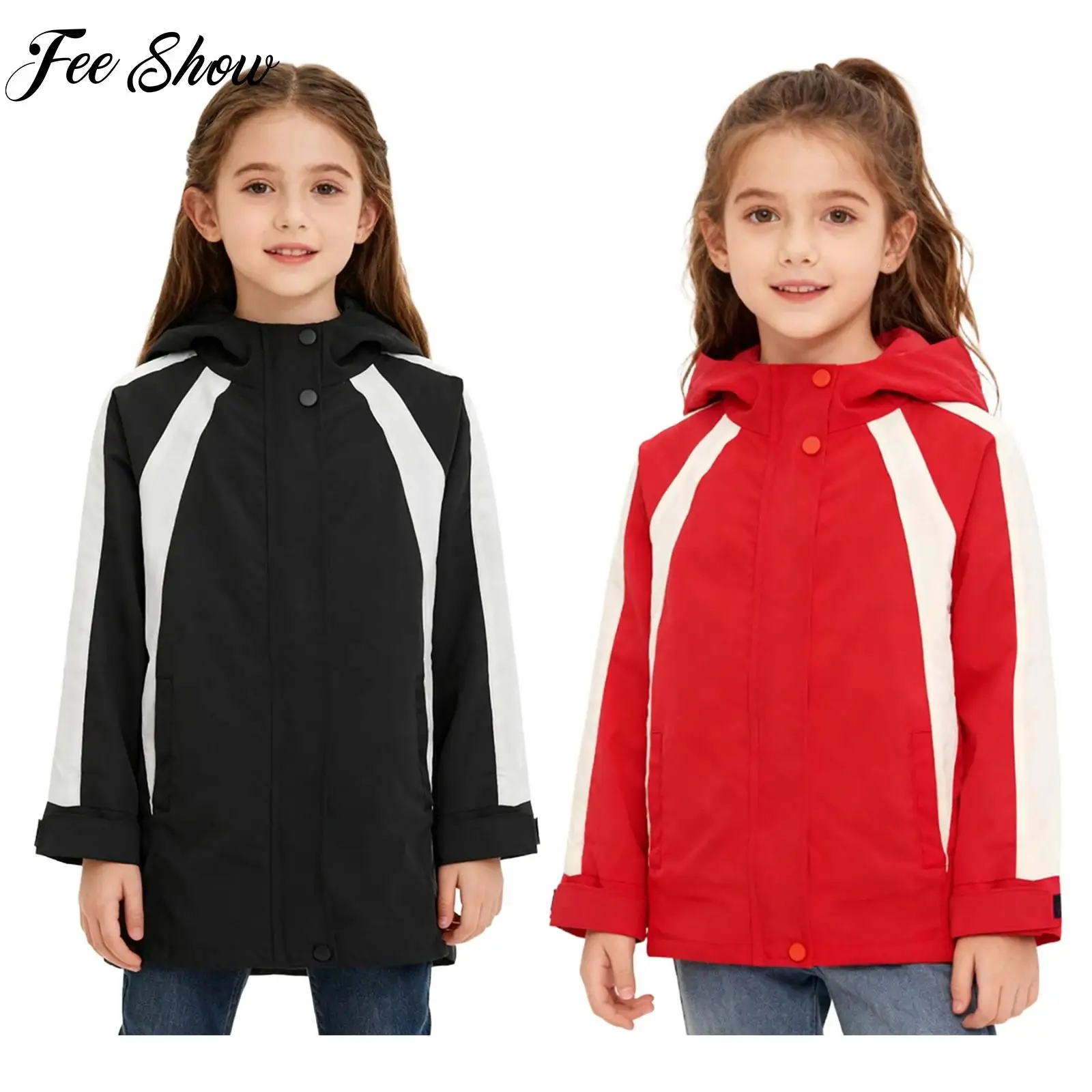 

Быстросохнущая уличная куртка с капюшоном, детское модное пальто на молнии с длинными рукавами для девочек, верхняя одежда с карманами для пеших прогулок, кемпинга, альпинизма