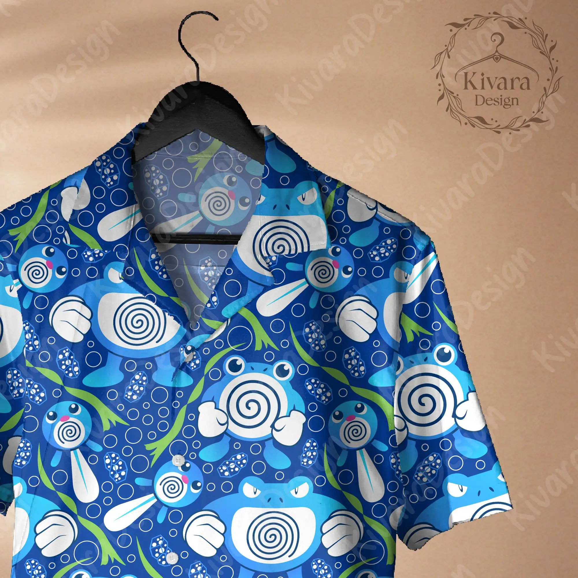 Poli Evolution Hawaiian Shirt Pokémon Anime POLIWHIRL Grafik-T-Shirt Sommer Freizeit Herren-T-Shirt Kinderbekleidung T-Shirt Y2k Frau – Detail 6