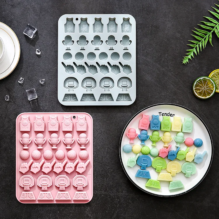 

2 Pack 30-hole Basketball Theme Silicone Molds Baking Cake Mold Epoxy Soft Candy Chocolate Mould Cake Decorating Tools
