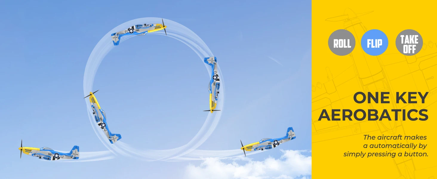 Volantexrc 4-CH P-51D Mustang RC Plane, One-Key Aerobatic, 6-Axis Gyro, 30 Min Flight, Beginner to Pro, Ideal Outdoor Gift.