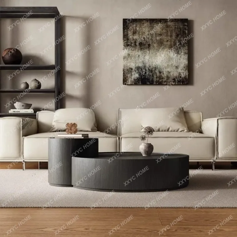 

XX Wabi Silent Wind Coffee Table Round Minimalist Large Capacity Storage Creative Solid Wood Coffee Table