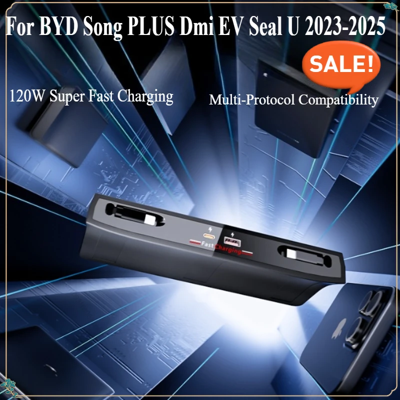 

Для BYD Song PLUS Dmi EV Seal U 2023-2025 Автомобильный чехол для быстрой зарядки, расширительная док-станция с центральным управлением, удлинитель USB-зарядки