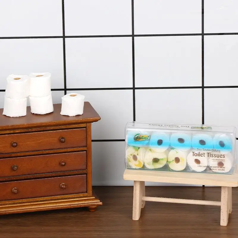 

1 Set 1/12 Scale Dollhouse Miniature Toilet Paper Roll Model Bathroom Tissue Decor Dollhouse Accessories Toy