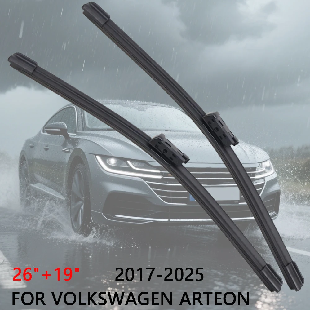 

Car Wipers For Volkswagen Arteon 2017-2025 26"+19" Front Wiper Blade Fit Side Lock&Push Button Arm Auto Wipers Blades