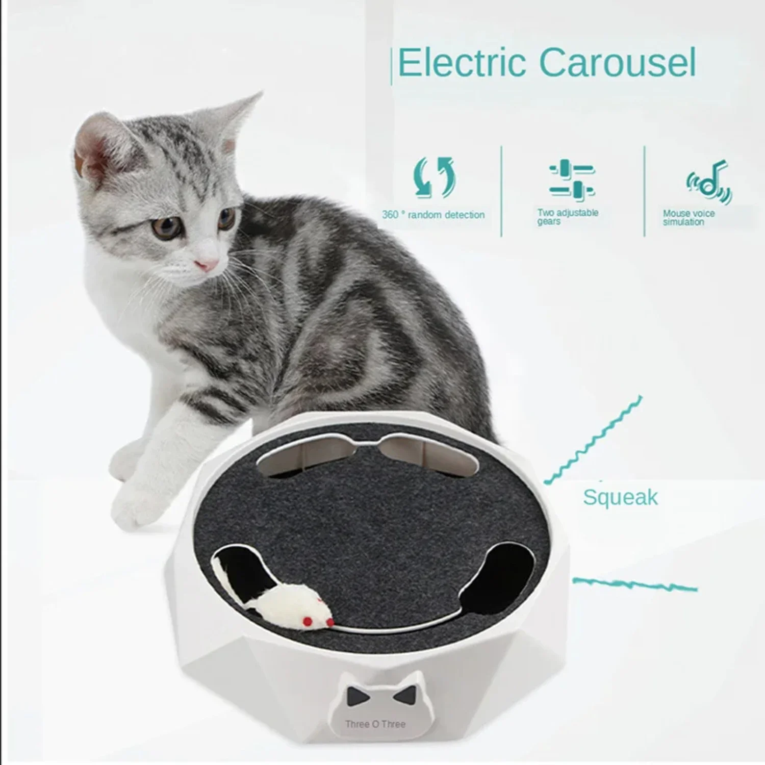 Exciting Interactive Cat Toy - Engaging Automatic Rotating Mouse Teaser for Thrilling Adventures - Endless Hunt and Seek Playtim