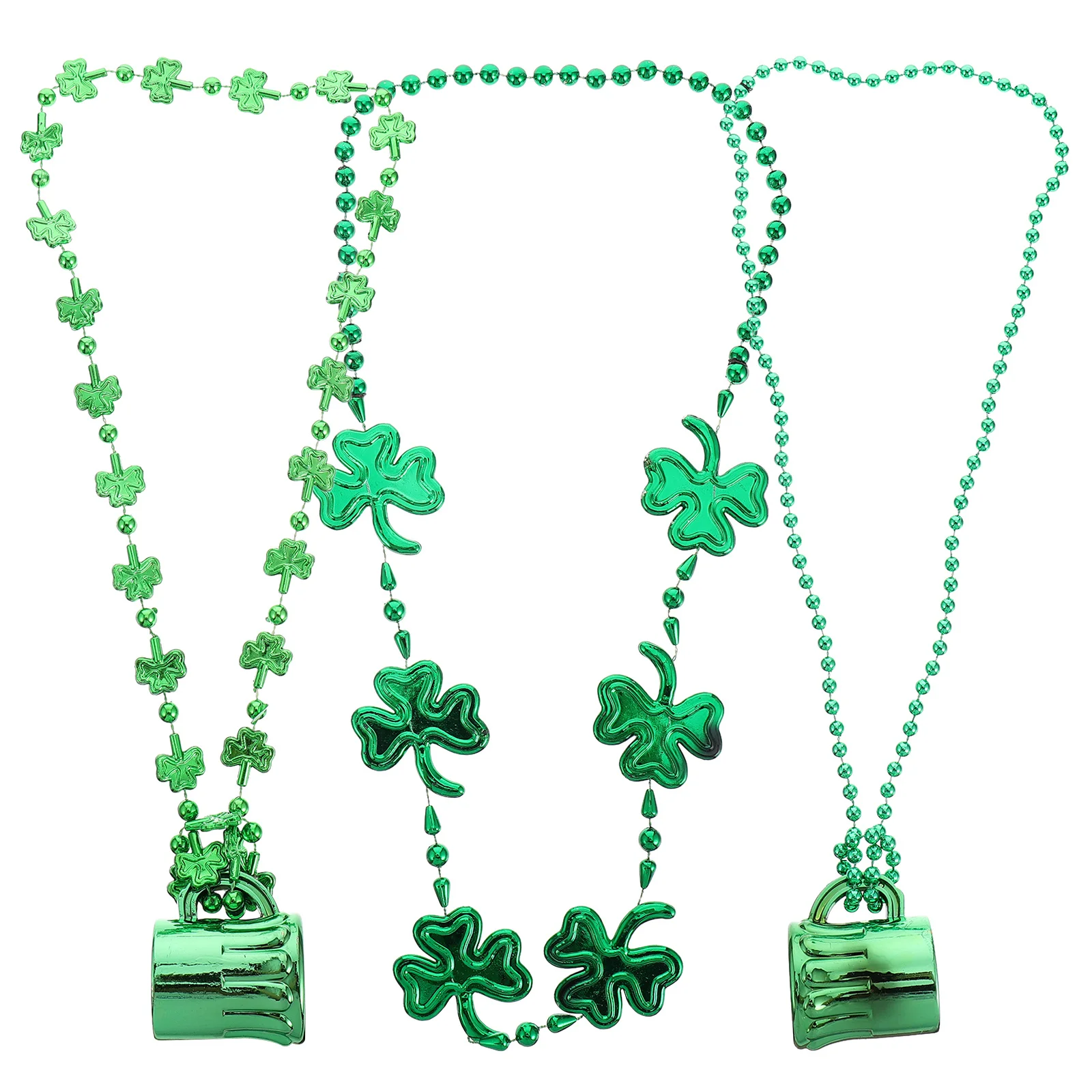 3 шт., ожерелье на день Святого Патрика, зеленая цепочка с трилистником, пивная кружка, кулон, унисекс, вечерние аксессуары для фестиваля Ирландии