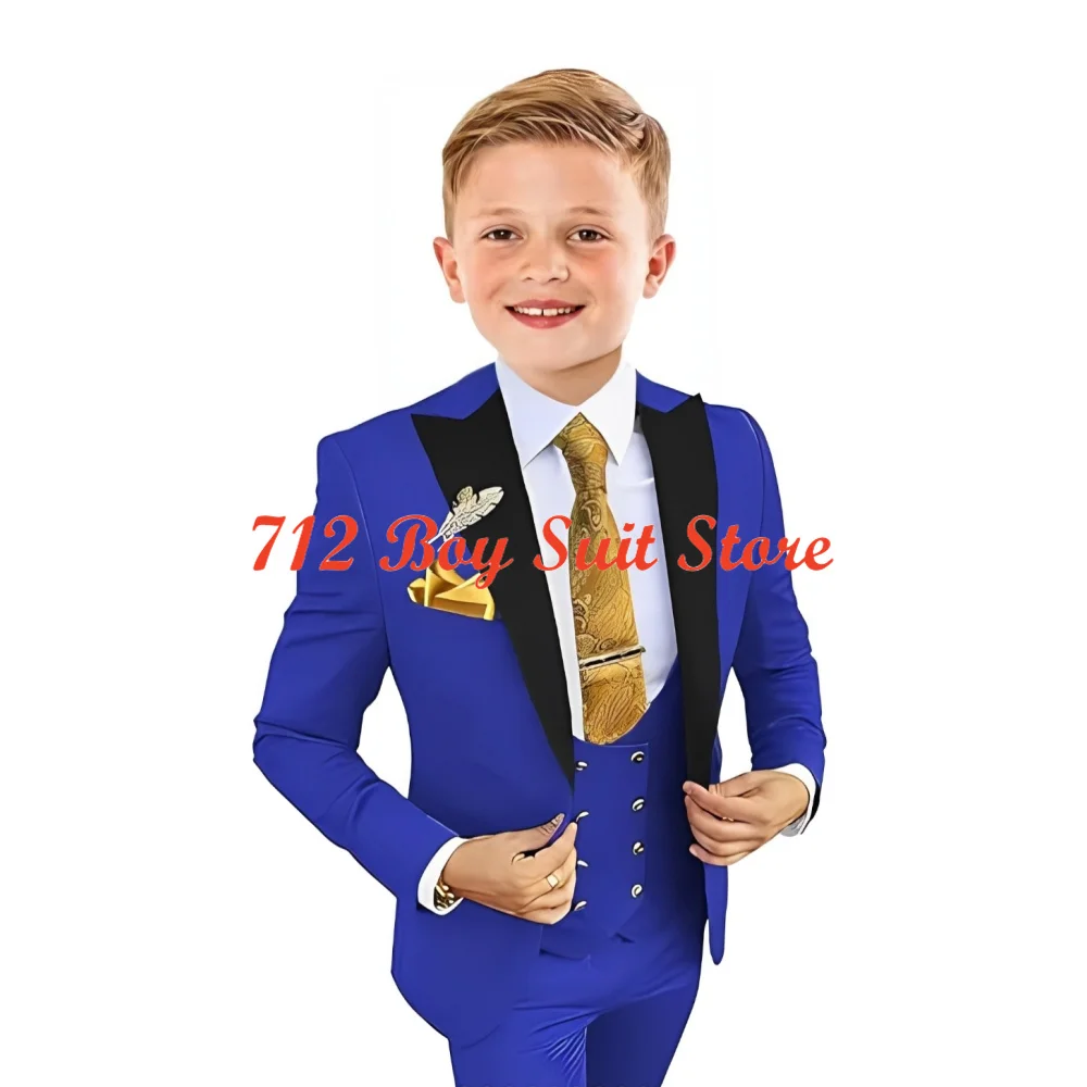 Formal Boys Suit 3 Pieces Slim Fit Kids Wedding Tuxedo Jacket Vest Pants Set 2-16 Years Old Children Outfit