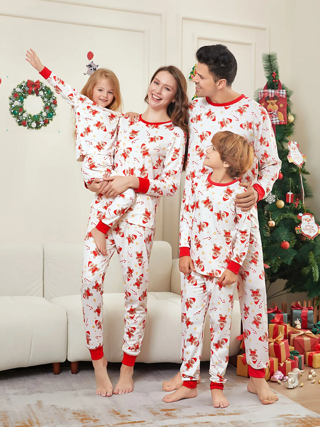 

Cute Print Christmas Long Sleeve Long Pants For Kids And Adults Perfect As Family Outfits Comfortable Versatile Daily Wear